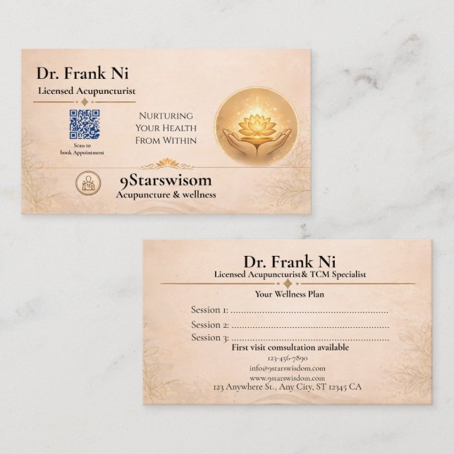 Earth Element Acupuncture Business Card Wellness (Front/Back)