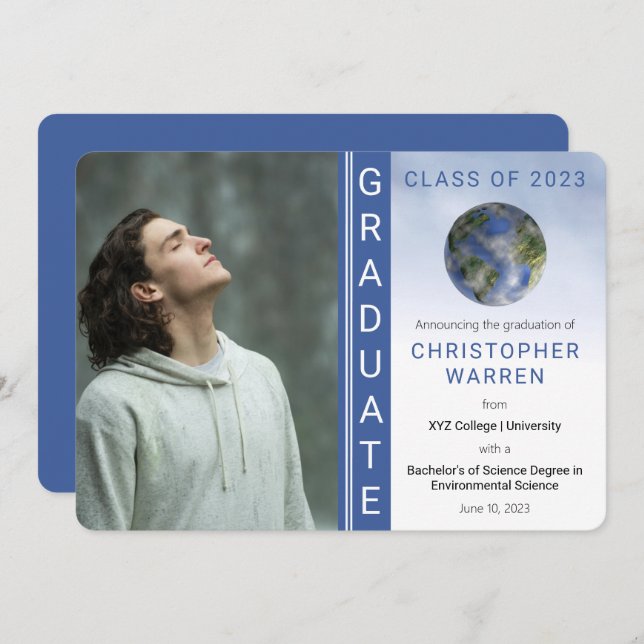 Earth Environmental Science Graduate Graduation  Announcement (Front/Back)