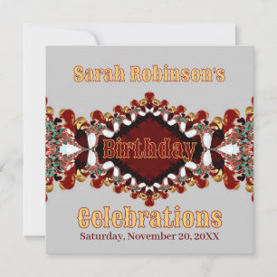 Earth Fancy Lace Burgundy Gold Invitation