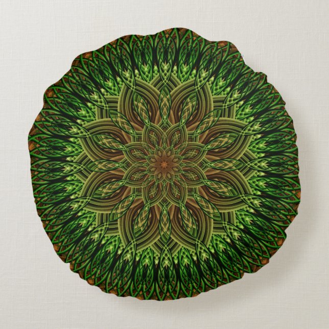 Earth Flower Mandala Round Cushion (Back)