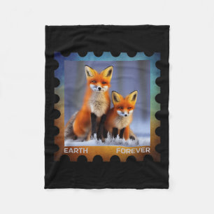 Earth Forever Environmental Protection Stamp Snow  Fleece Blanket