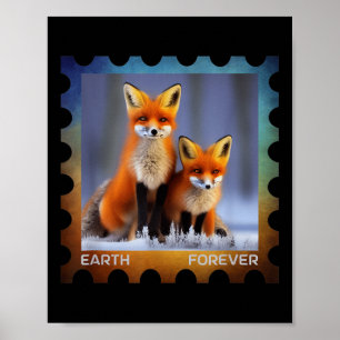 Earth Forever Environmental Protection Stamp Snow  Poster