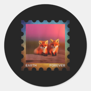 Earth Forever Environmental Protection Stamp Sunse Classic Round Sticker
