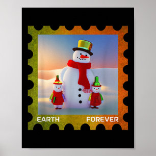Earth Forever Environmental Protection Stamp Sunse Poster