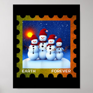 Earth Forever Environmental Protection Stamp Sunse Poster