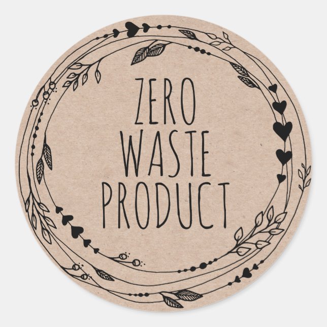 Earth Friendly Zero Waste Product Kraft Classic Round Sticker (Front)