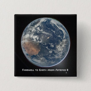 Earth From Artemis II 15 Cm Square Badge