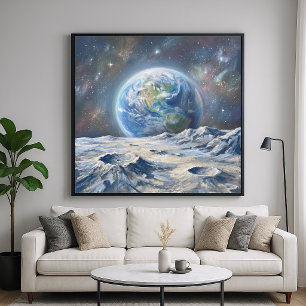 Earth From Moon - Impressionist Painting Style Art Poster