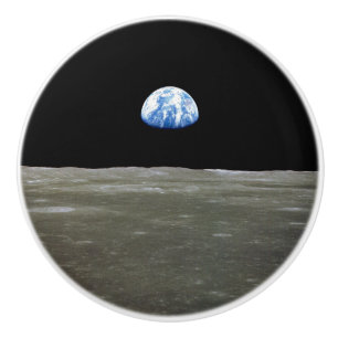 Earth from Moon in Black Space: Earthrise Ceramic Knob
