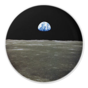 Earth from Moon in Black Space: Earthrise Ceramic Knob