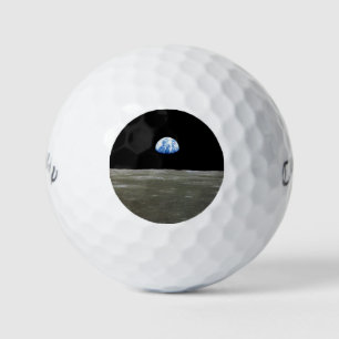 Earth from Moon in Black Space: Earthrise Golf Balls
