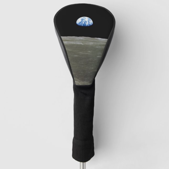 Earth from Moon in Black Space: Earthrise Golf Head Cover (Front)