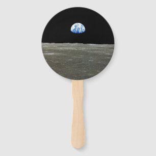 Earth from Moon in Black Space: Earthrise Hand Fan