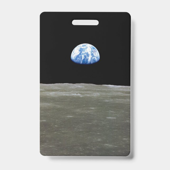 Earth from Moon in Black Space: Earthrise ID Badge (Front)