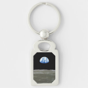 Earth from Moon in Black Space: Earthrise Key Ring
