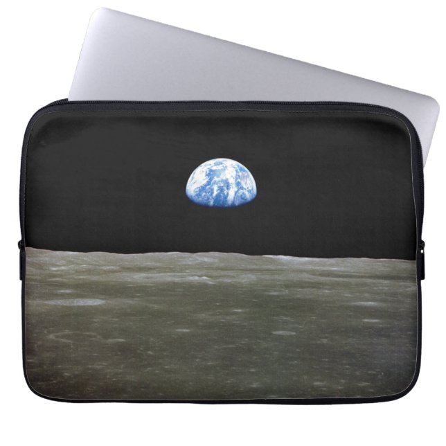 Earth from Moon in Black Space: Earthrise Laptop Sleeve (Front)