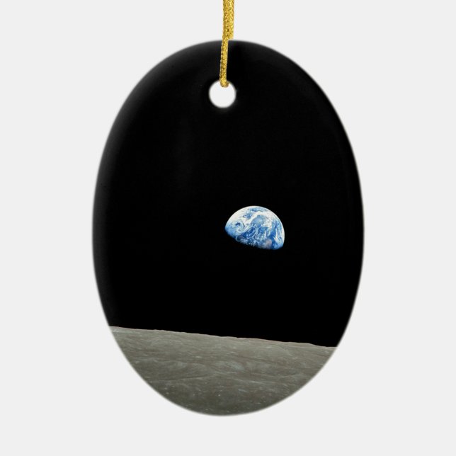 earth from moon space universe ceramic ornament (Front)