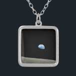 earth from moon space universe silver plated necklace<br><div class="desc">Earth from Moon space universe photo</div>