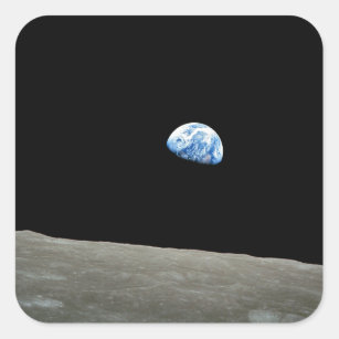 earth from moon space universe square sticker
