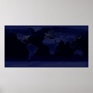 Earth from Space at Night Panoramic Poster