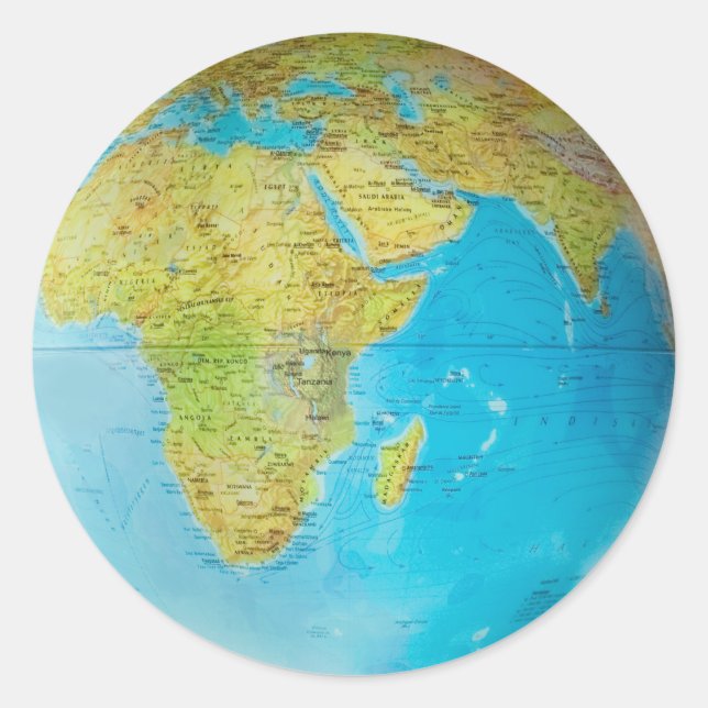 Earth Globe 2 Classic Round Sticker (Front)