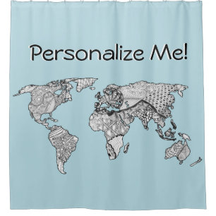 Earth Globe Map Art Choose Your Own Colour Shower Curtain