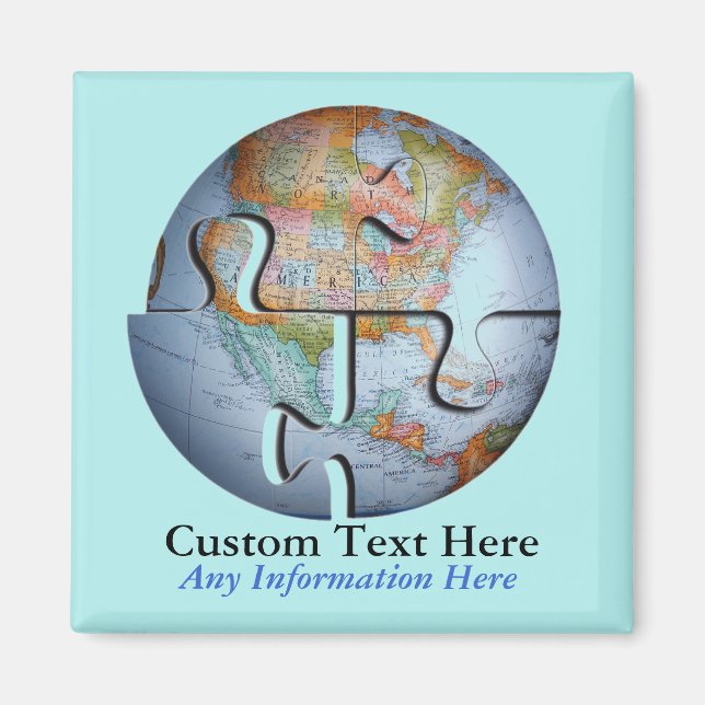 Earth Globe Puzzle Magnet (Front)