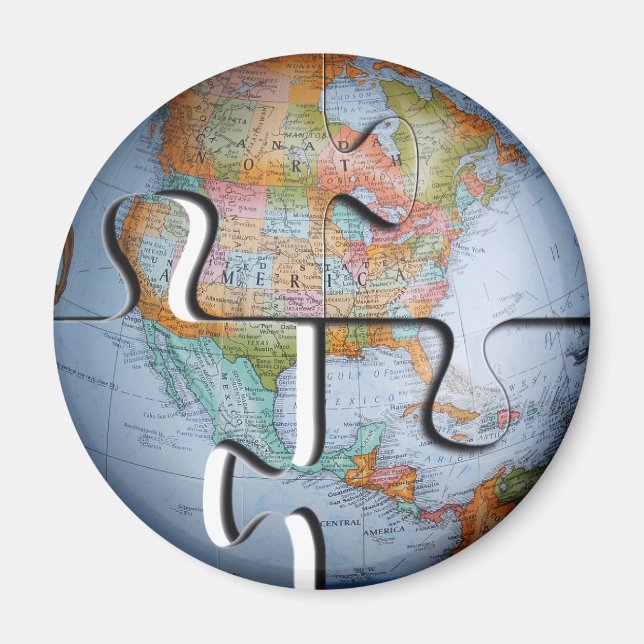 Earth Globe Puzzle Magnet (Front)