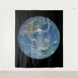 Earth globe with photo taken from space tapestry