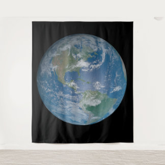 Earth globe with photo taken from space tapestry