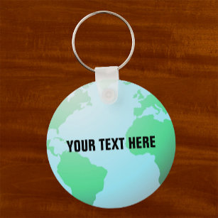 Earth Globe with your Custom Text Key Ring