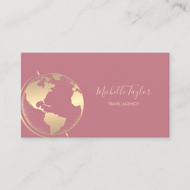 Earth Globe Word Map Travel Agency Agent QR code   Business Card (Front)