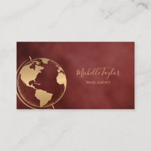Earth Globe Word Map Travel Agency Agent QR code   Business Card