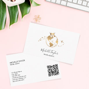 Earth Globe Word Map Travel Agency Agent QR code   Business Card