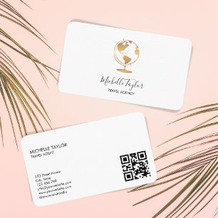Earth Globe Word Map Travel Agency Agent QR code  Business Card