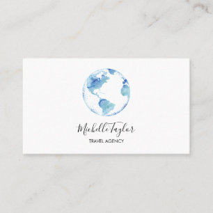 Earth Globe Word Map Travel Agency Agent QR code Business Card