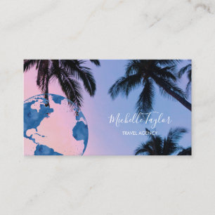 Earth Globe Word Map Travel Agency Agent QR code Business Card