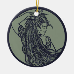 Earth Goddess Green Witch Pagan Druid Witches      Ceramic Ornament