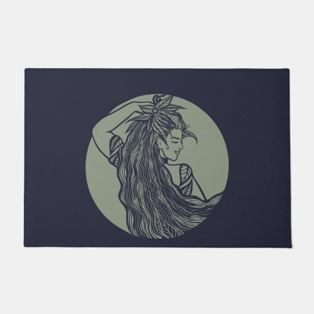 Earth Goddess Green Witch Pagan Druid Witches      Doormat (Front)