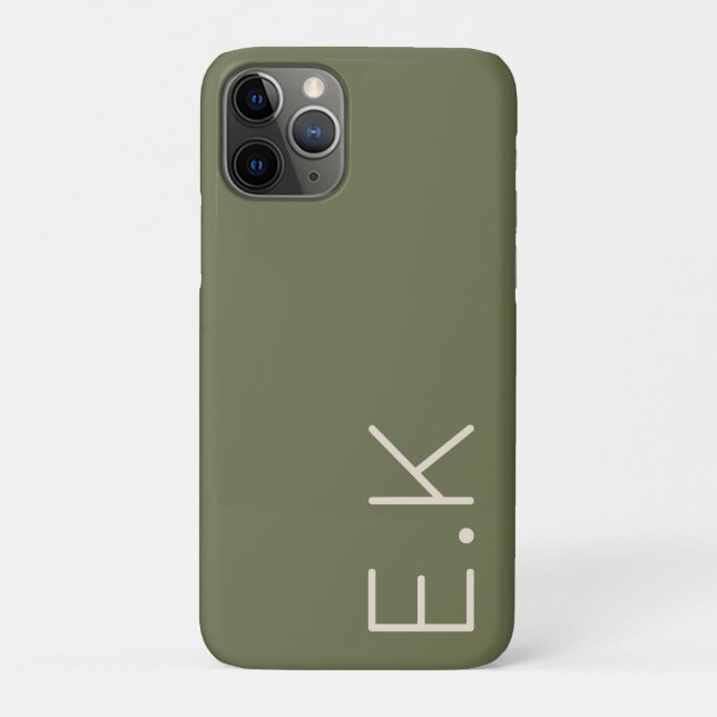 Earth Green Minimal Personalised Initial Monogram Case-Mate iPhone Case (Back)