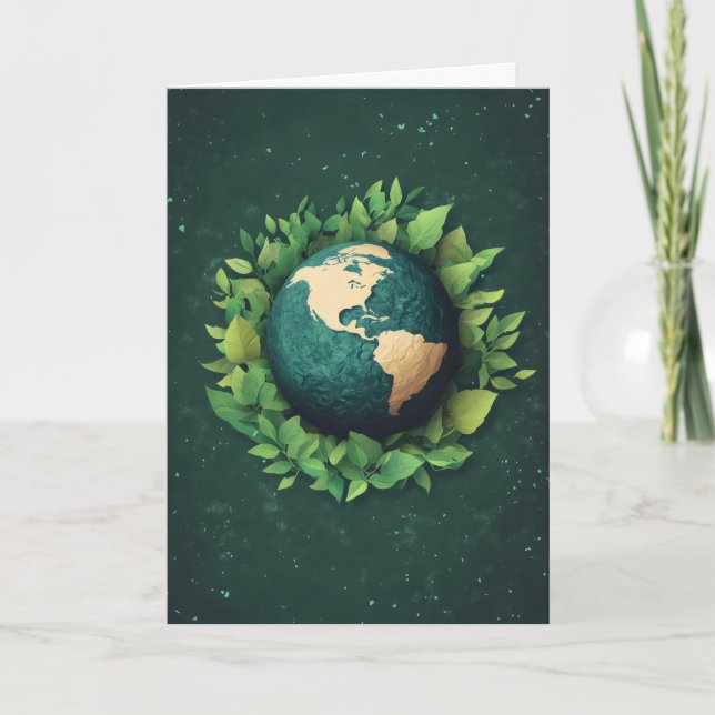 Earth Green Planet Holiday Card (Front)