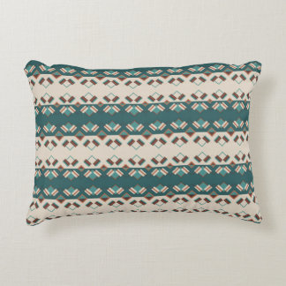 Earth Grid Teal and Brown Decorative Cushion