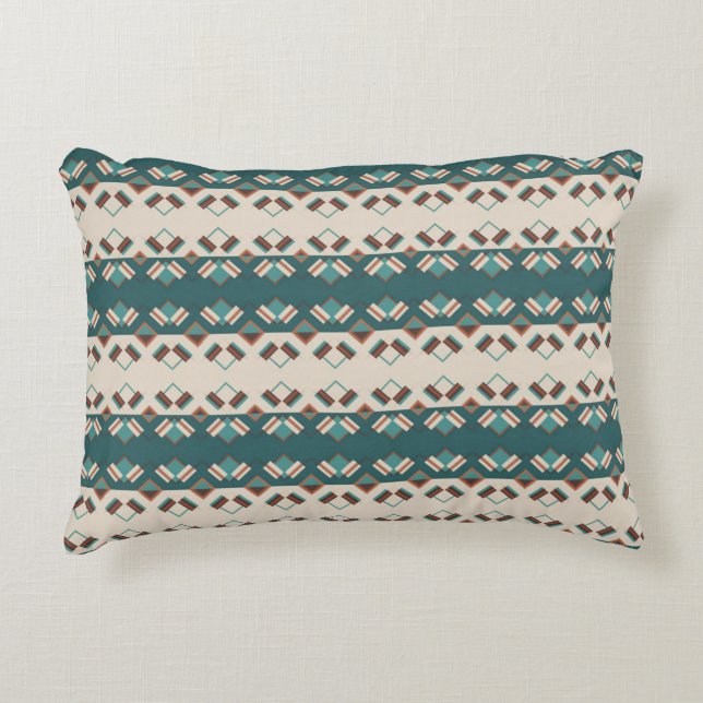 Earth Grid Teal and Brown  Decorative Cushion (Front)