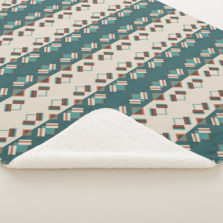 Earth Grid Teal and Brown Sherpa Blanket