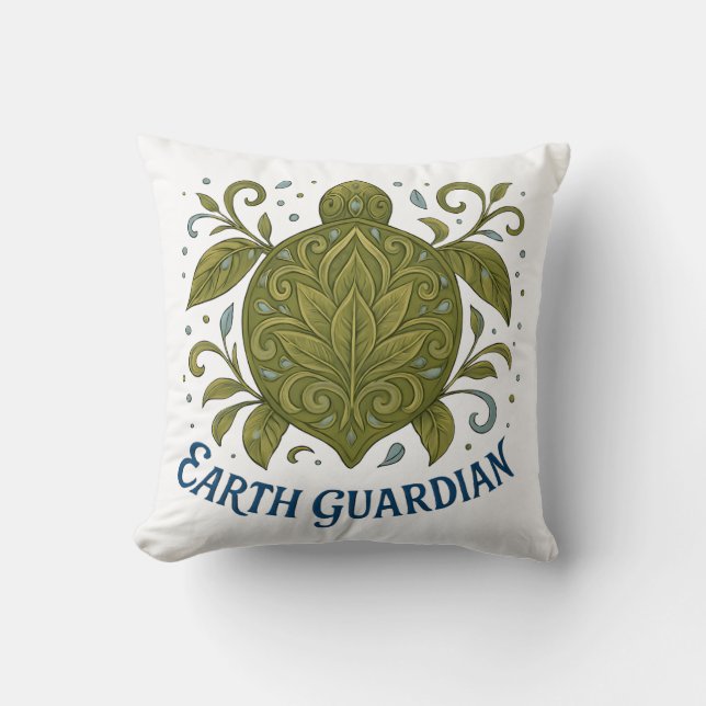 Earth Guardian Turtle Nature Design Cushion (Front)