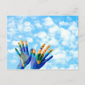 Earth hands postcard