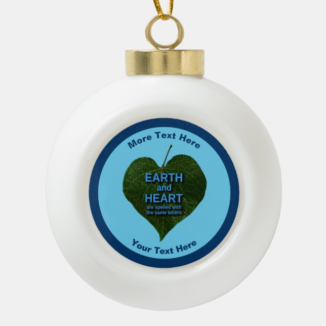 Earth - Heart Anagram Ceramic Ball Christmas Ornament (Front)