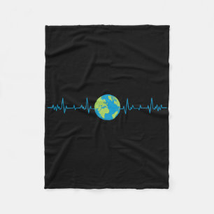 Earth Heartbeat Funny Earth’s Day Save Our Planet Fleece Blanket