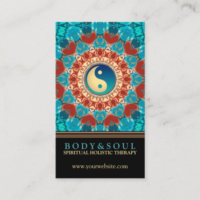 Earth Hearts Mandala Yin Yang Business Cards (Front)