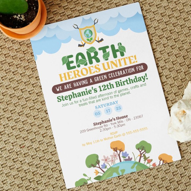 Earth Heroes Unite Birthday Invitation (Inspire a fun, planet-friendly celebration with this heroic design perfect for eco-conscious bdays)